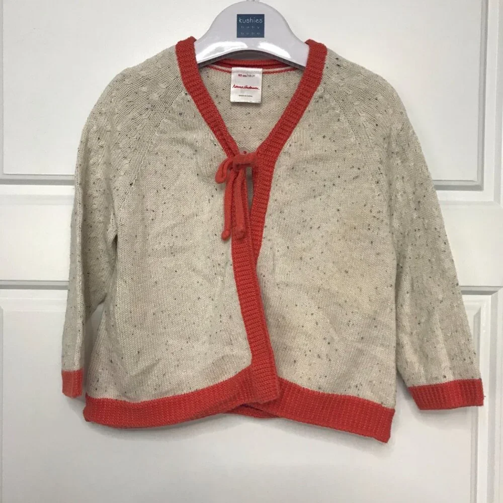 Hanna Andersson Neutral Knit Cardigan‎ Sweater Toddler Girls 2T Organic Cotton